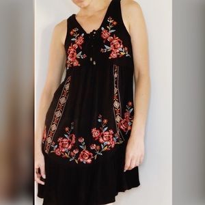 NWT Xhilaration Black Floral Embroidered Dress